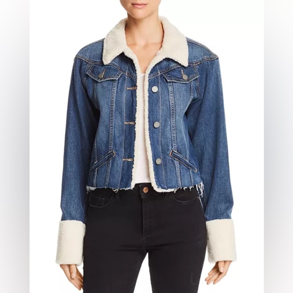 PAIGE Tori Sherpa-Trimmed Denim Jacket